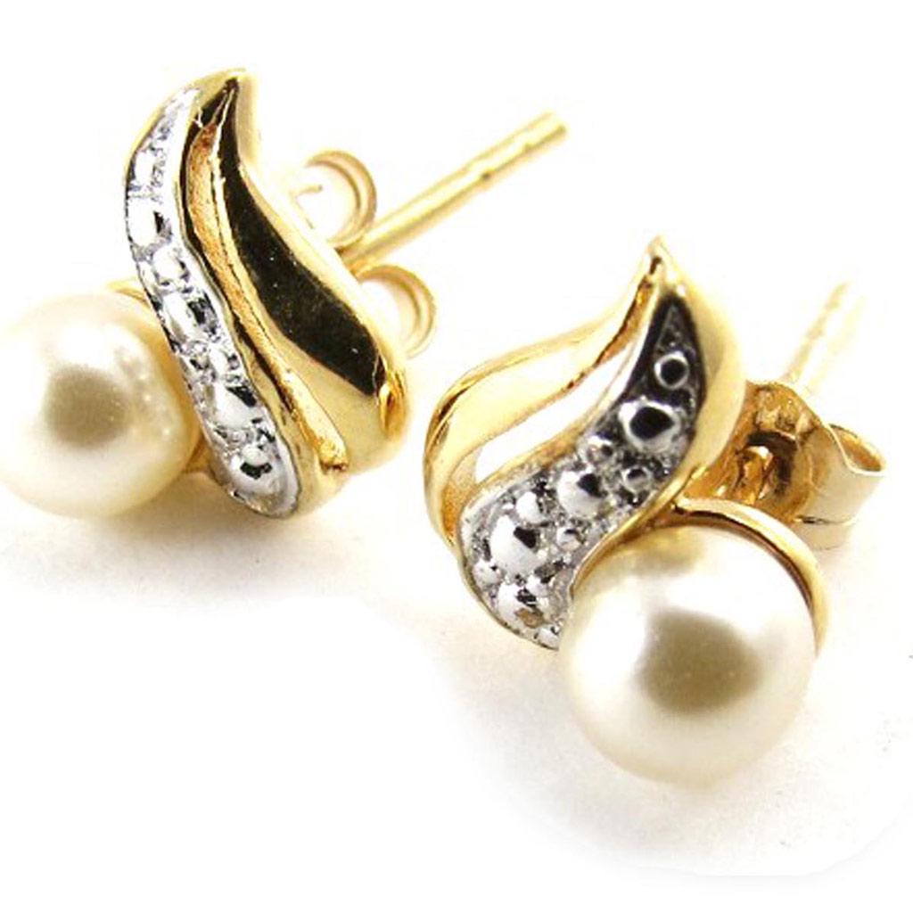 Les Trésors De Lily [C5753] - Vergoldete 'Catherine' Ohrringe, Weißgold - 10x10 mm