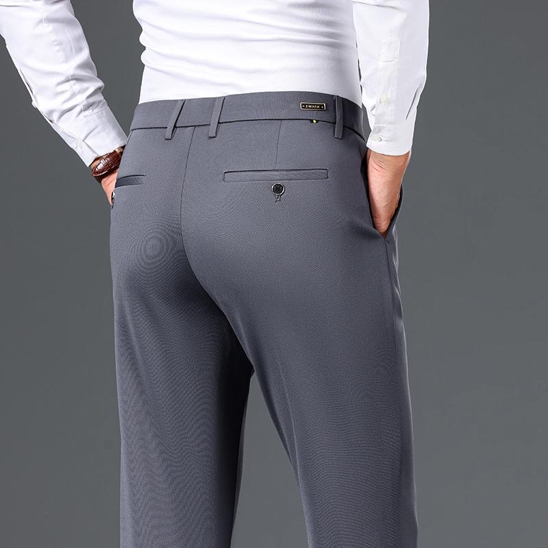 Men s Stretchy Wool-Silk Thermal Fleece Suit Pants - Business Casual & Formal Wear 34