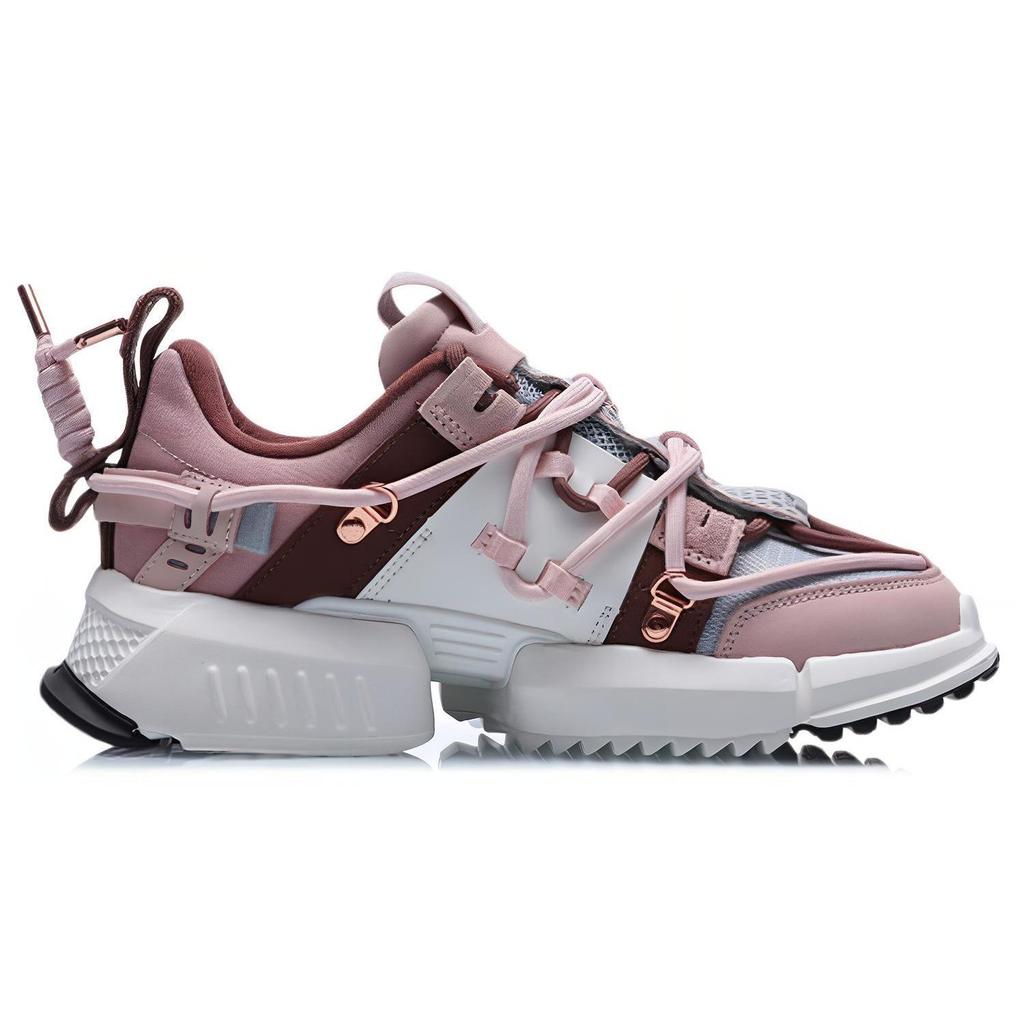 Li Ning Pangu, Cherry Blossom Abrasion Resistant Breathable Low top Casual Shoes Women's Rose Umber AGLQ182-2