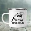 One Great Fisherman Best Catch of His Life Couple Mugs Funny Coffee Cup Creative Enamel Camping Mug Handle Gift for Wife Husband