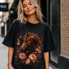 Floral Horse Art Tee, Comfort Colors 1717, Botanical Equestrian Shirt