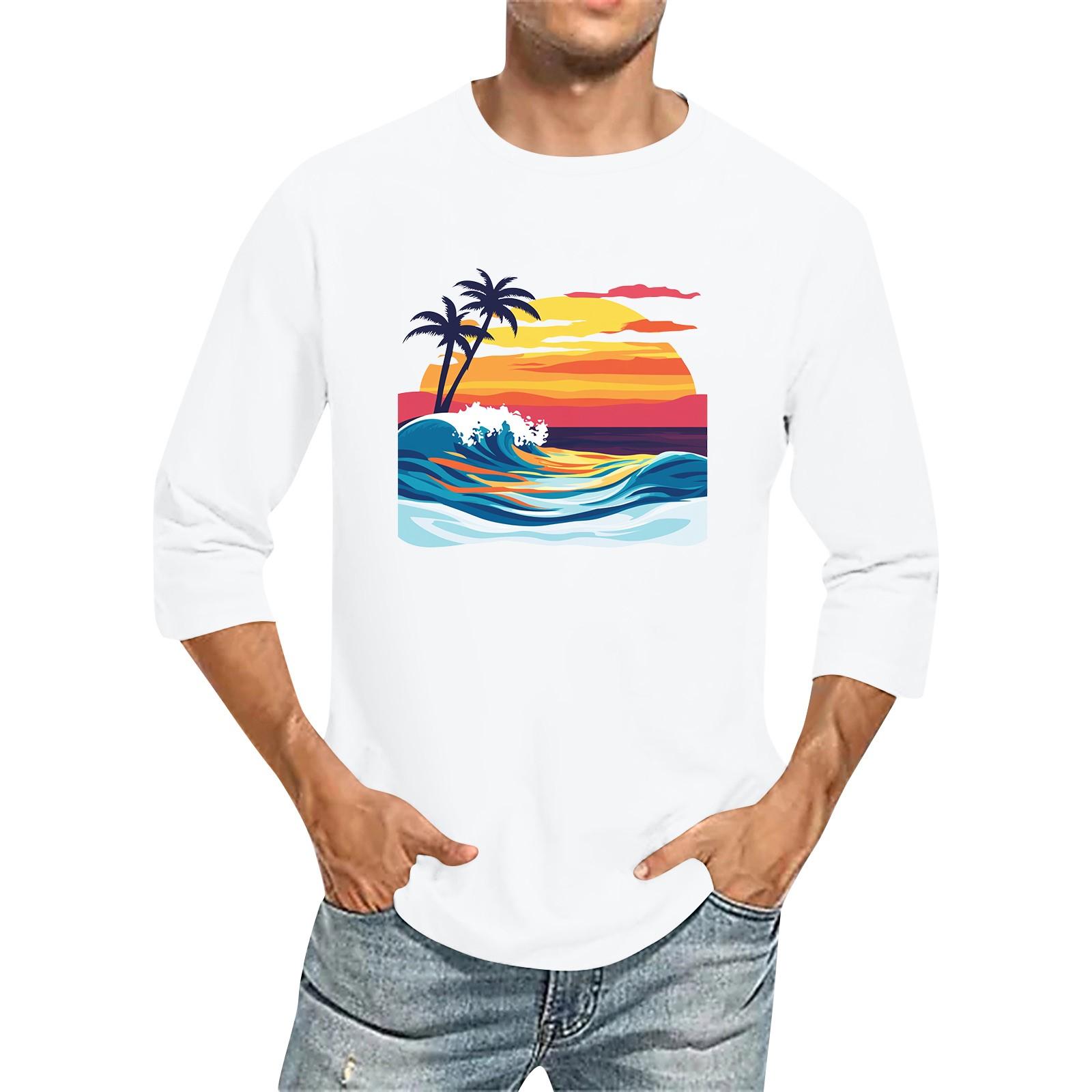 

Мужская однотонная футболка с круглым вырезом и рукавами три четверти M белый