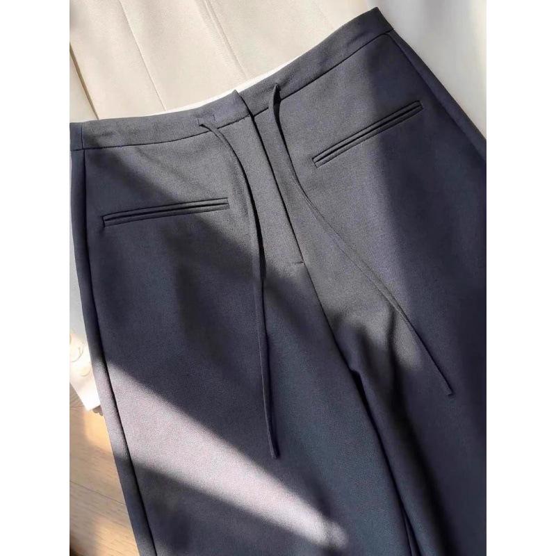 

Top Pick! Women s Autumn Grey High-Waist Straight-Leg Trousers with Drawstring XL серый
