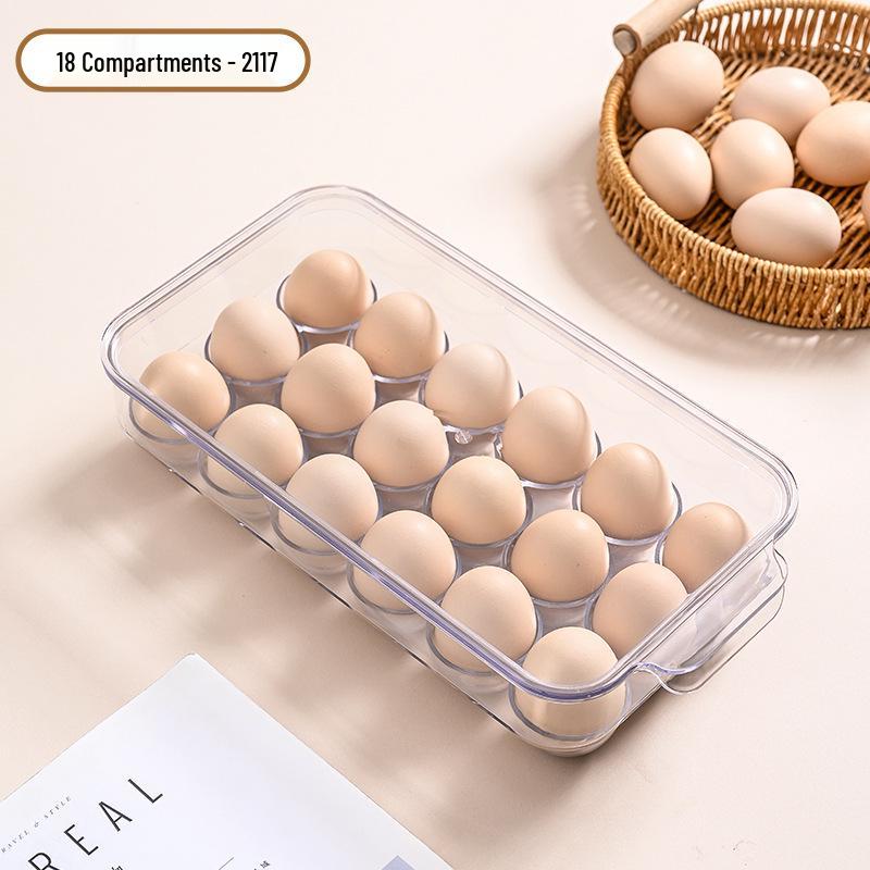 Egg Storage Box with Lid, Food-Grade Plastic, Kitchen Refrigerator Organizer