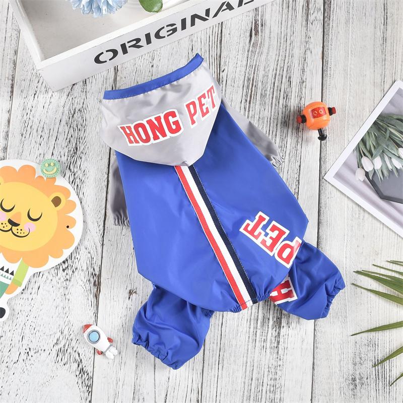 Summer Dog Color Striped Webbing Four Feet Raincoat Out Four Feet Waterproof Dustproof Clothes Puppy Pet Raincoat