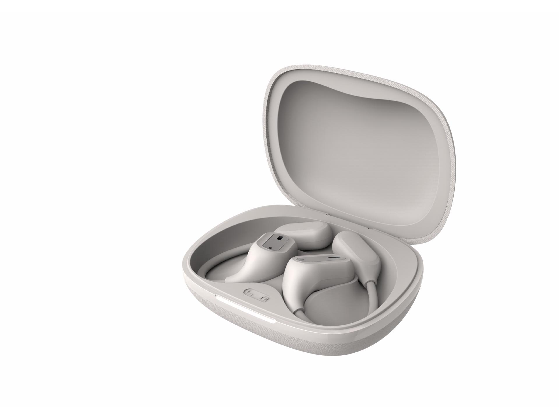 

Open-Ear True Wireless Bluetooth Earbuds with Digital Display and Sports Fit вершковий/білий