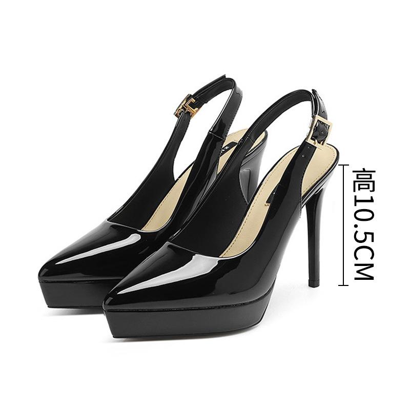 Women s Sandals Summer 2026 Pointed Stiletto High Heels Women s Super High Heels Bag Head Empty Sandals Women s Patent Leather 34