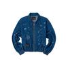 FW22 Pattern Printed Collar Denim Cropped Jacket Women Jackets Blue LWT003954100318A02565