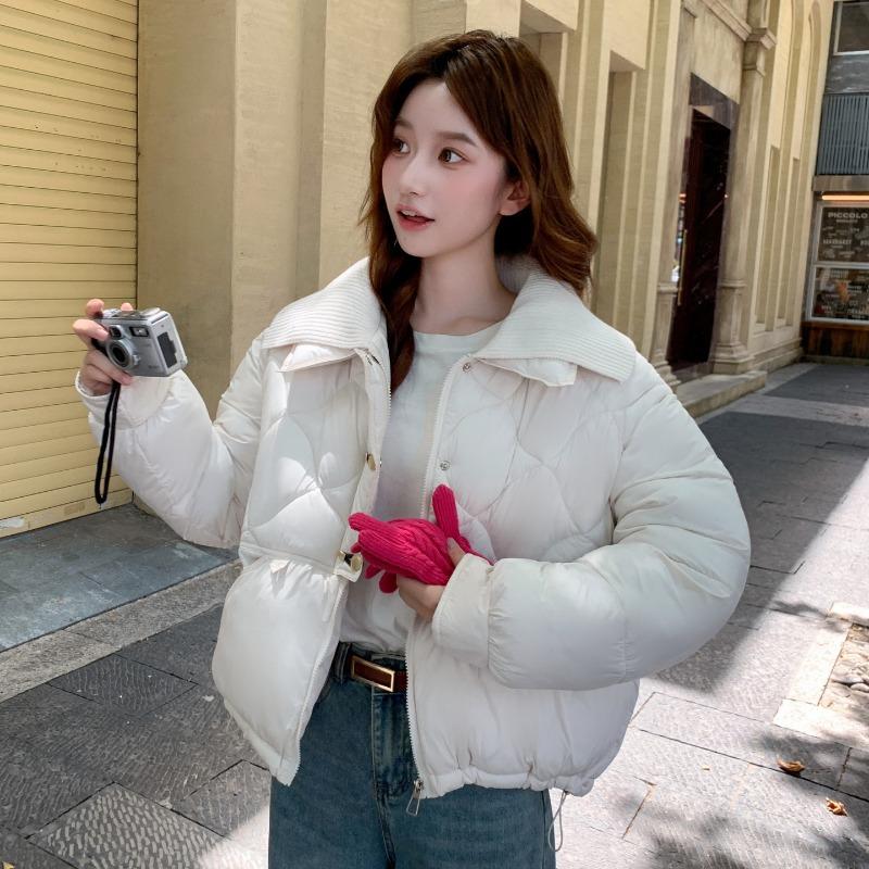 Winter new knitted collar splicing cotton-padded clothes women's loose and versatile fashion warm cotton-padded jacket jacket