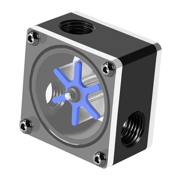 Black Plastic & Glass Water Cooling Flow Meter Tee with POM PC Speedometer