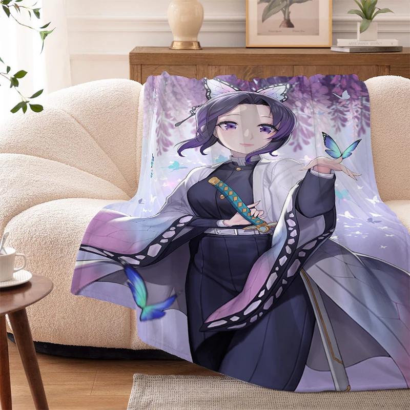 Sofa Blankets for Winter Anime D-Demons Slayer Warm Knee Bed Fleece Camping Fluffy Soft Blankets Microfiber Bedding King Size