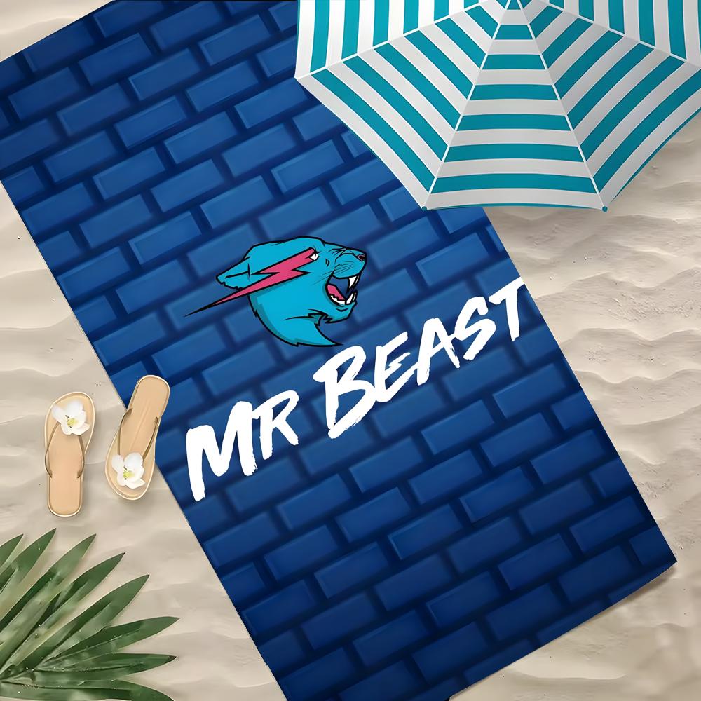 Person MrBeast Towel Polyester Beach Towel Quick Dry Sand Free Bath Towel for Summer Pool Travel Vacation