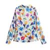 Fashion Style 2024 Spring New Women's Clothing Temperament Wild Florals Print Satin Shirt 2603121 330
