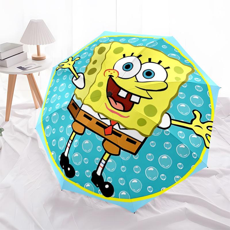 1pc SpongeBob, Bubbles Auto Open/close Umbrella, Portable Travel Umbrella, Everyday Use - Outdoor Accessory, Artistic Pattern, Compact Design, Fashion