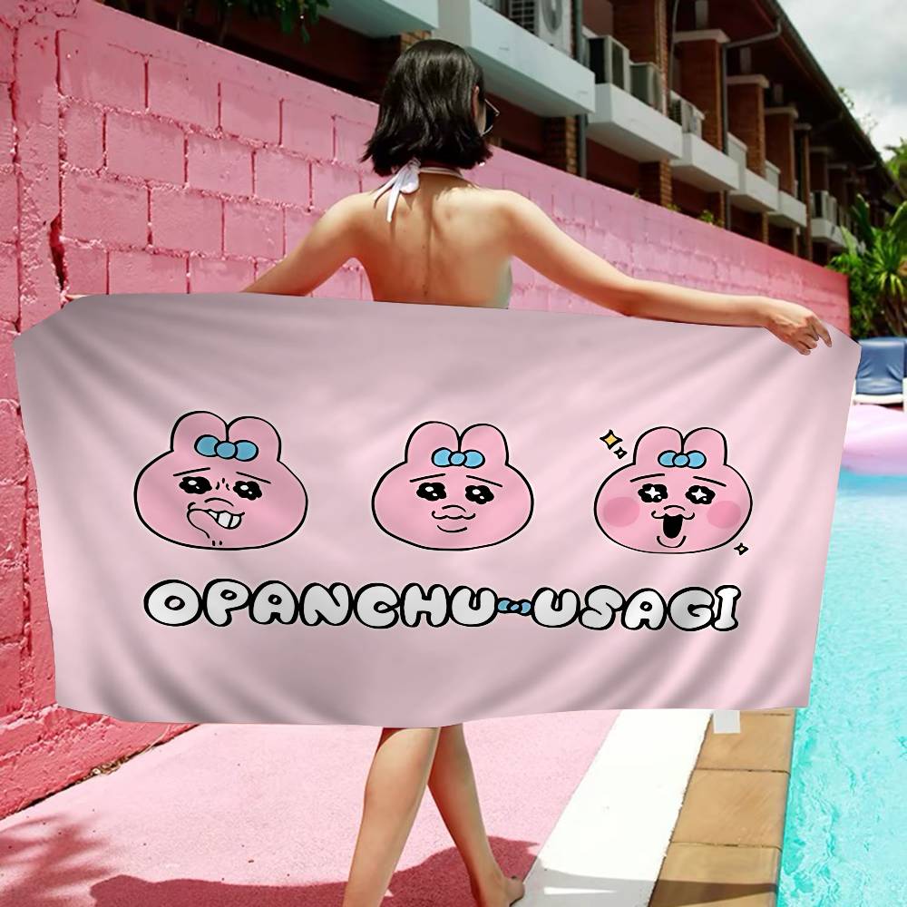 Cute cartoon pink O-Opanchu U-Usagi Microfiber Blanket Quick Drying Beach Towels Oversized Printing Super Absorbent Pool Towel