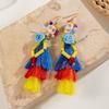 Rice Bead Skull Drop Earring Tassel Ear Jewelry Accessories Fashion Halloween Earrings  Party