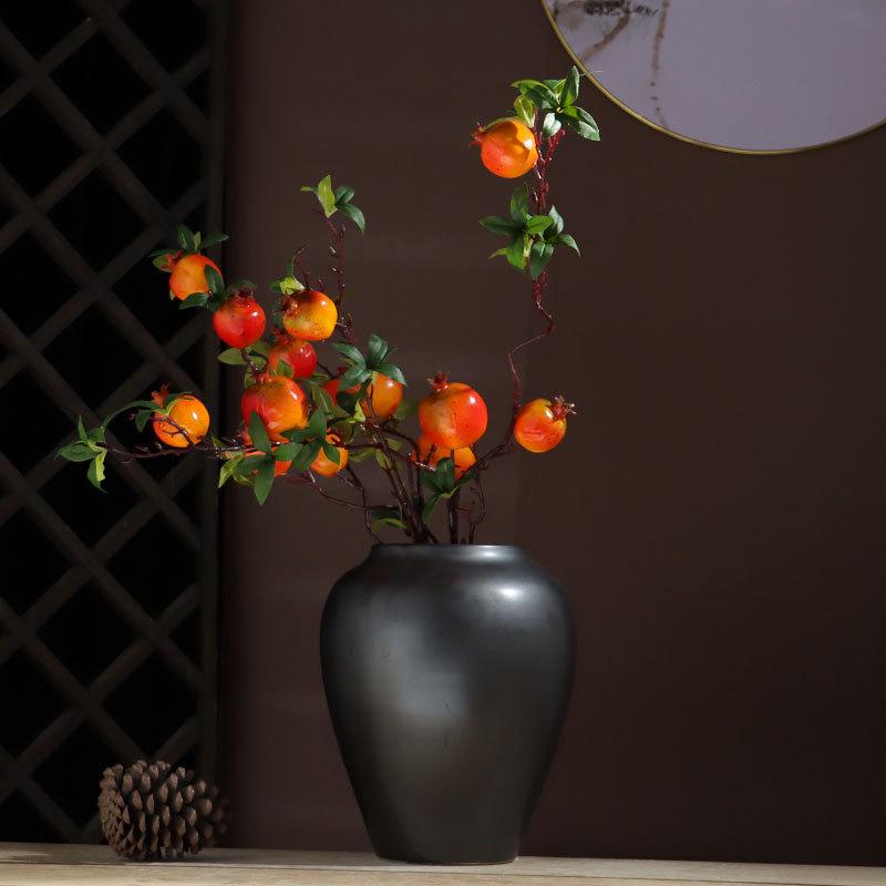 Black Ceramic Flower Vase - New Chinese Style Tabletop Home Decor Ornament