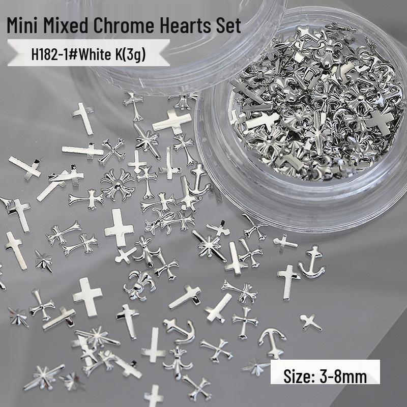 Chrome Hearts 3D Neglekunst Smykkesett: Mørk Kors Miks & Match Bærbare Metalltilbehør