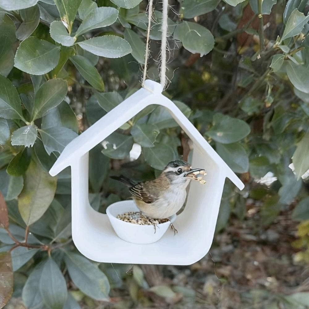 Plastic Hanging Bird Feeder Weatherproof Bird Feeding Station Birdcage Wild Bird Habitat  Terrace белый