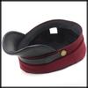 Marine Cap Leather Newsboy Cap Stylish Black Hat for Going Out Travel CZ294 [White Fang] Women's (Red)