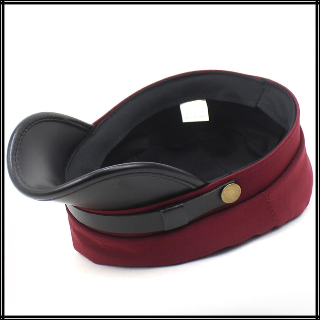Marine Cap Leather Newsboy Cap Stylish Black Hat for Going Out Travel CZ294 [White Fang] Women's (Red)