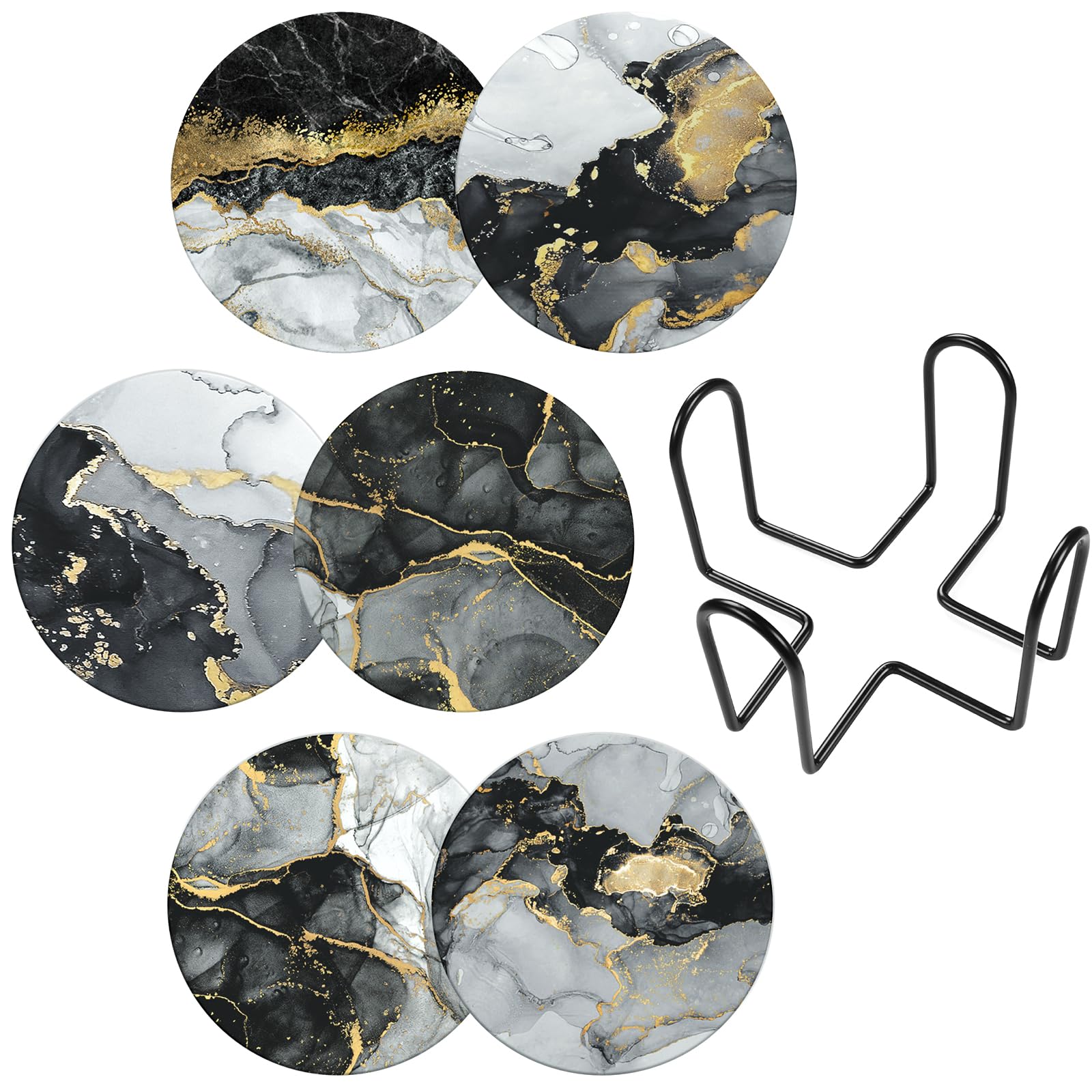 

HAOCOO Мраморный пробковый набор с хранением Чай Лучше, чем диатомовый Абсорбирует быстро для дома и подарка на новоселье SRMK17 Подставки, Стильные, Керамические,