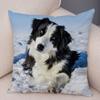 Cute Scottish Border Collie Pillowcase Dog Print  Decor Pet Animal Cushion Cover Sofa