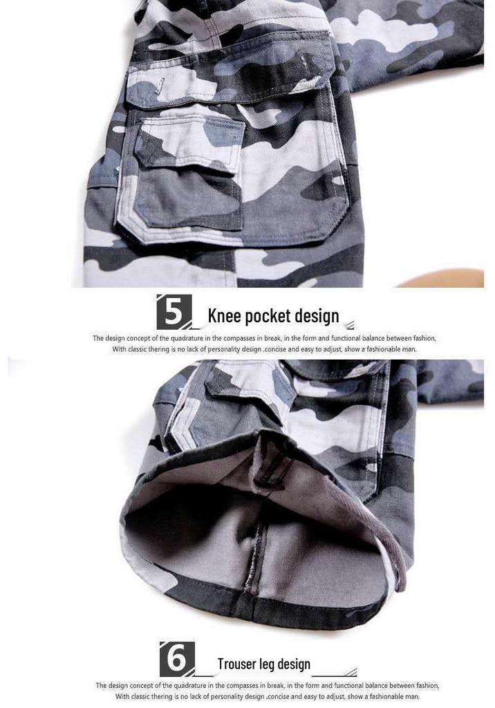 Men's Camouflage Cargo Shorts: Casual Military Style, Multi-Pocket, Wear-Resistant Outdoor Sports Pants.