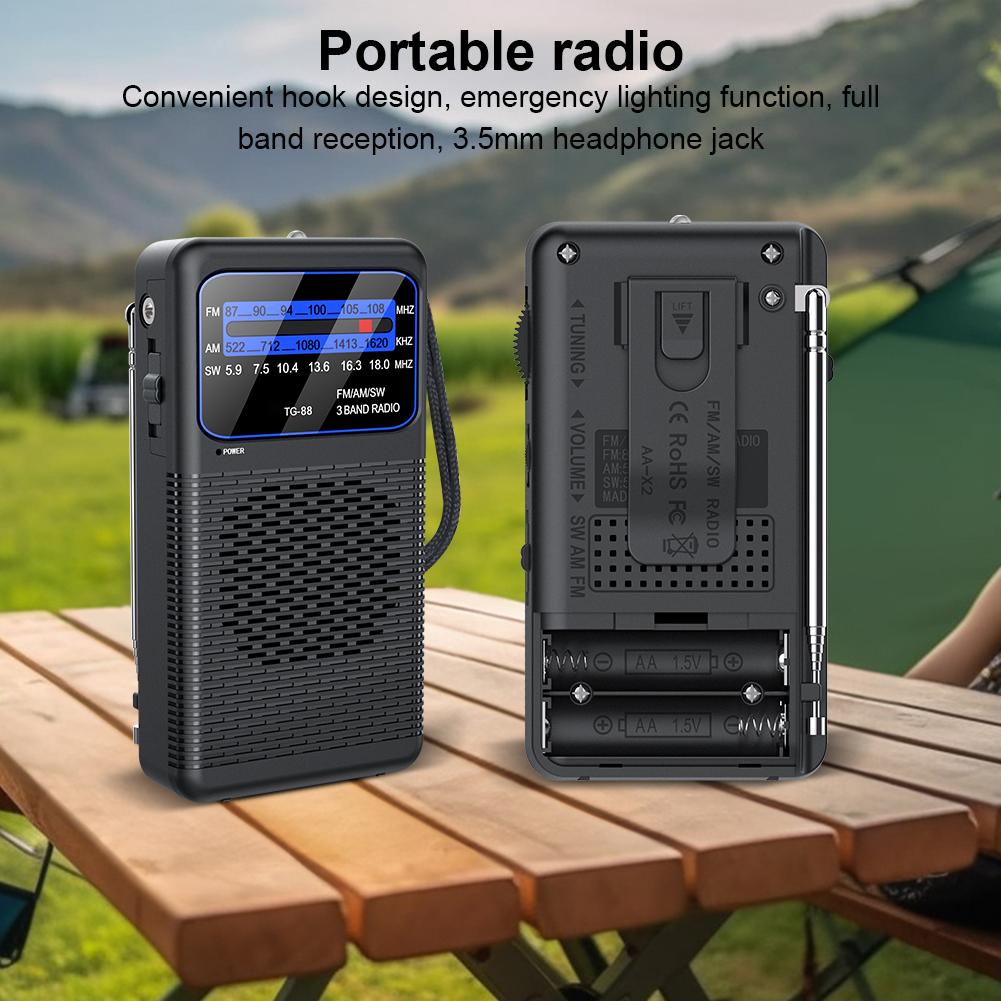 Small Portable Radio AM FM Radio Battery Operated Radio Emergency Survival Mini Pointer Pocket Radio for Home Running Travel