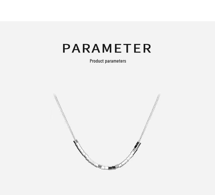 S925 Sterling Silver Women's Square Clavicle Necklace - 2024 Light Luxury Niche Design