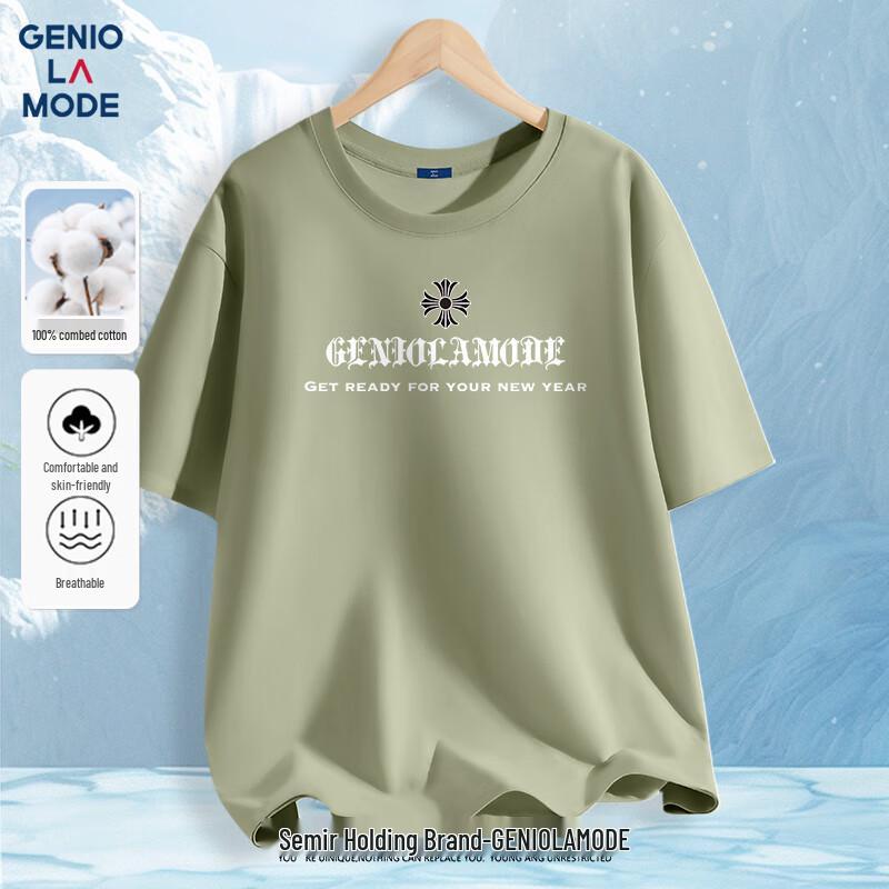 GENIOLAMODE Men s Loose Fit Cotton T-Shirt M