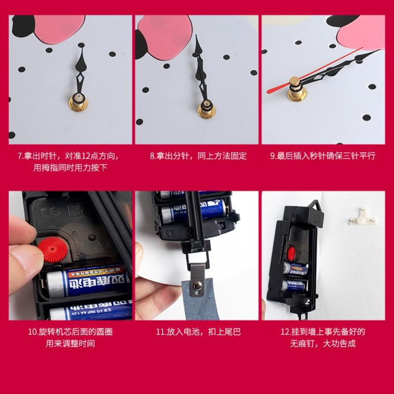 1pc Creative Clock Living Room Children's Room Cartoon Cat Home Silent Hanging Watch Swinging Hanging Watch