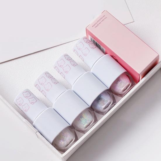 

4 г Стильные блестящие жидкие тени для век Силиконовая насадка для кисточки Многоцелевой мини-блеск с медведем Монохромные жидкие тени для век для студии макияжа