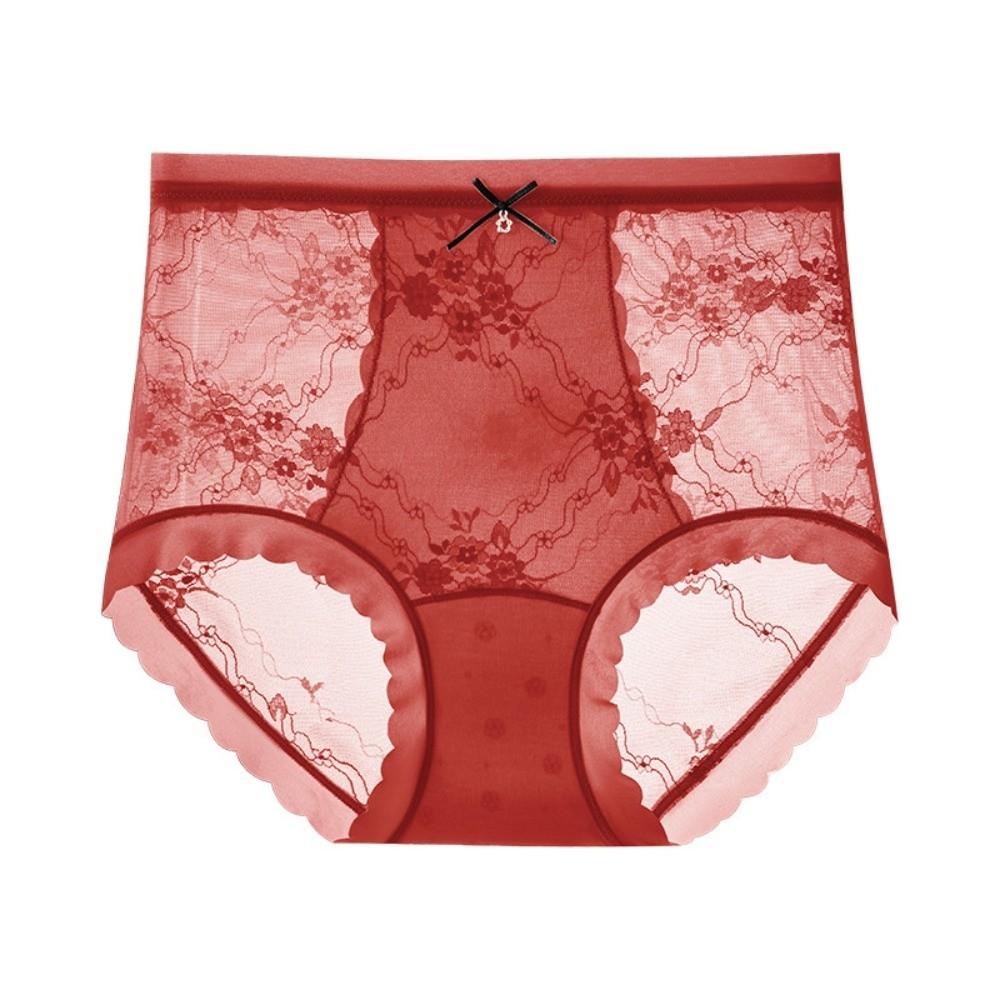 

High Waist Thin Lace Panties Belly Contracting Butt Lifter Underpants Postpartum Body Shaper Girls XL червоний