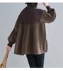 Plus Size Women Lantern Sleeve Pleated Patchwork Sweater Spring Autumn Loose Casual Knitted V-neck Shirt Oversized Tops