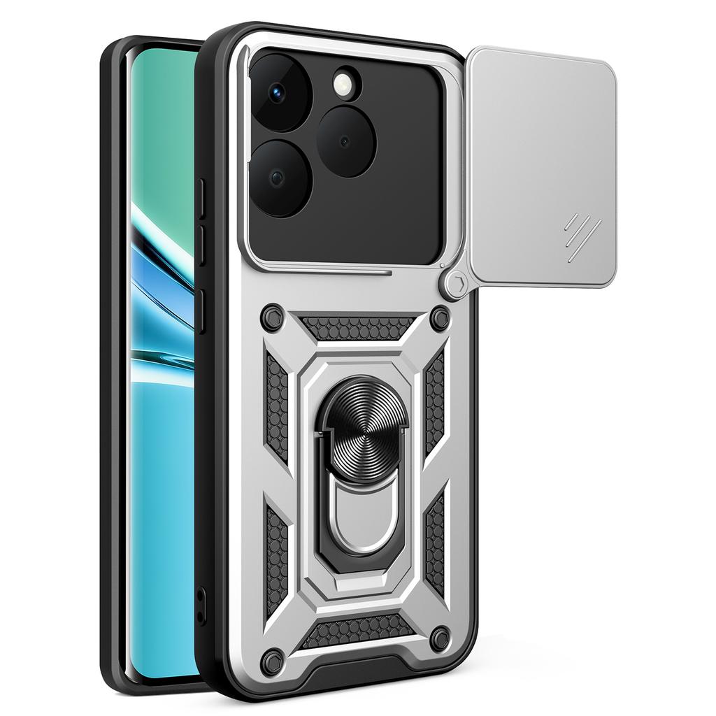 For Realme 15T 5G Case with Slide Camera Lid PC + TPU Kickstand Phone Cover