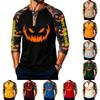 Men's Long Sleeve Shirt with Halloween Print for Holiday Parties and Casual Wear