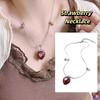 Sweet Strawberry Necklace Niche Love Zircon Pendant Delicate Red Strawberry Love Necklace Lady