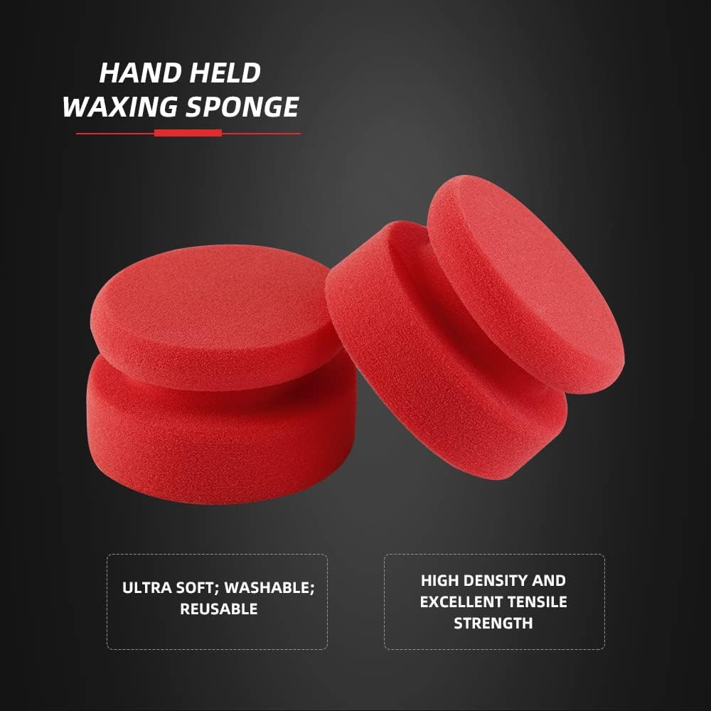 SPTA Tire Shine Applicator, 6Pcs Foam Applicator Pads, Round Shape Side Pressing Hand Polishing Sponge Pads Kit Tire Shine Applicator Pad Tire