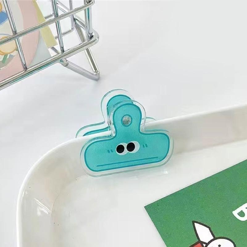 Cartoon Big Eye Acrylic Paper Clip Acrylic Paper Clamp for Food Bag Photo File Receipt Drawing Board Kitchen Office Use