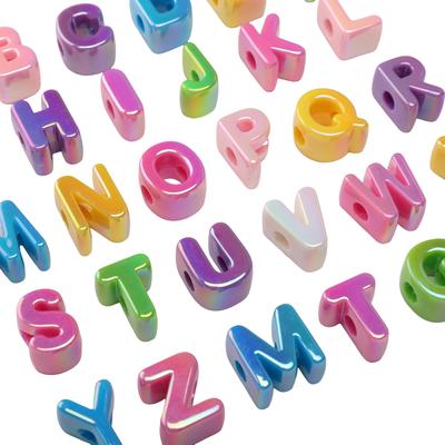 5 Stück Acryl Regenbogen Muschel Großloch Buchstabenperlen Zubehör für Schmuckherstellung