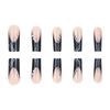 Black Press On Nails Long Coffin Glossy Full Cover Acrylic Long Square False Nails with Designs Artificial Fake Nails Glue Stick On Nails for Women