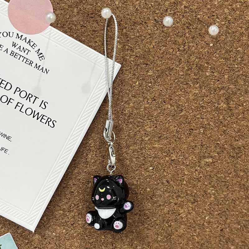 New Cartoon Kitten Mobile Phone Chain  Cute Resin Keychain  Girl Student Bag Pendant  Couple and Best Friend Gift