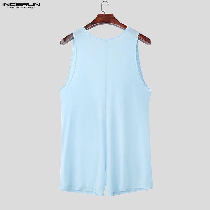 INCERUN Men Sleeveless Deep V Fitted Bodysuits One Piece Jumpsuits Underwear