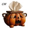 Functionele Vakantie Decoratie Halloween Pompoen Tissuebox, Decoratieve Gezichtsdoekjes Dispenser van Hars, Creatieve Papieren Handdoekhouder voor Keukenblad Feest