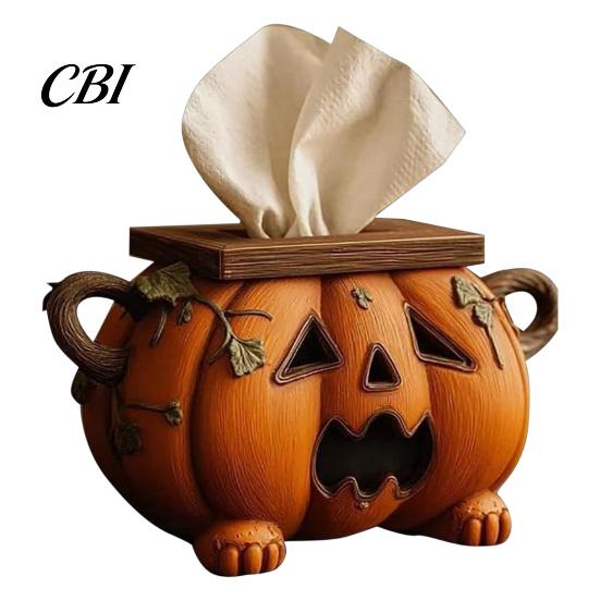 Functionele Vakantie Decoratie Halloween Pompoen Tissuebox, Decoratieve Gezichtsdoekjes Dispenser van Hars, Creatieve Papieren Handdoekhouder voor Keukenblad Feest