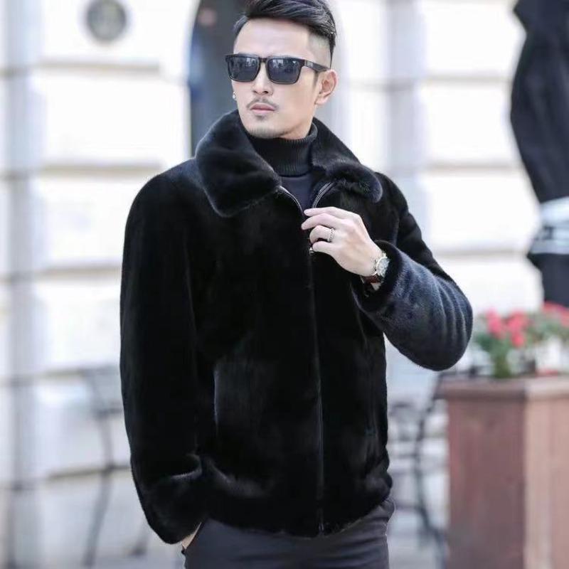 Winter Imitation Mink Imitation Mink Men's Clothing Imitation Mink Velvet Imitation Fur Jacket with Cotton Thickened Short Cotton Coat