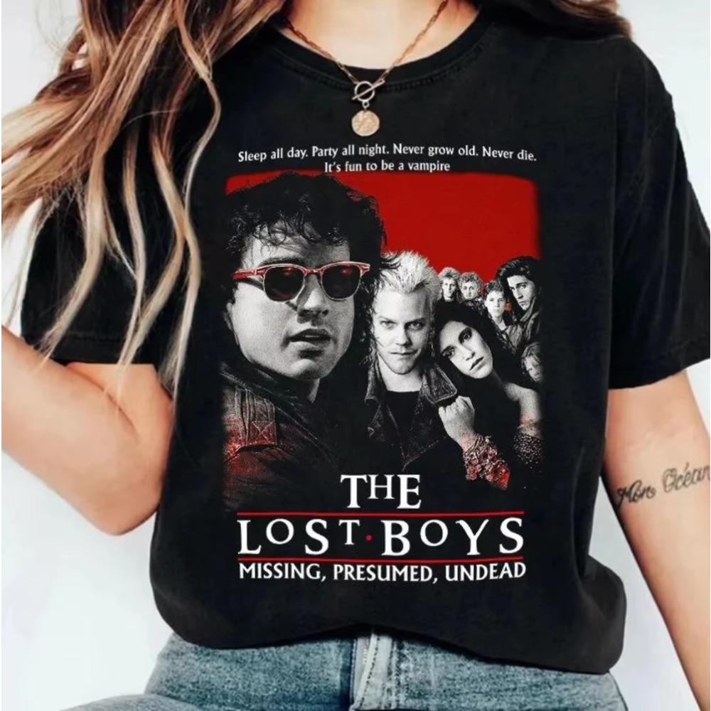 

Винтажная футболка The Lost Boys Футболка ужасы про вампиров Футболка мужская женская летняя женская футболка черная повседневная с круглым вырезом хлопковая футболка 4XL