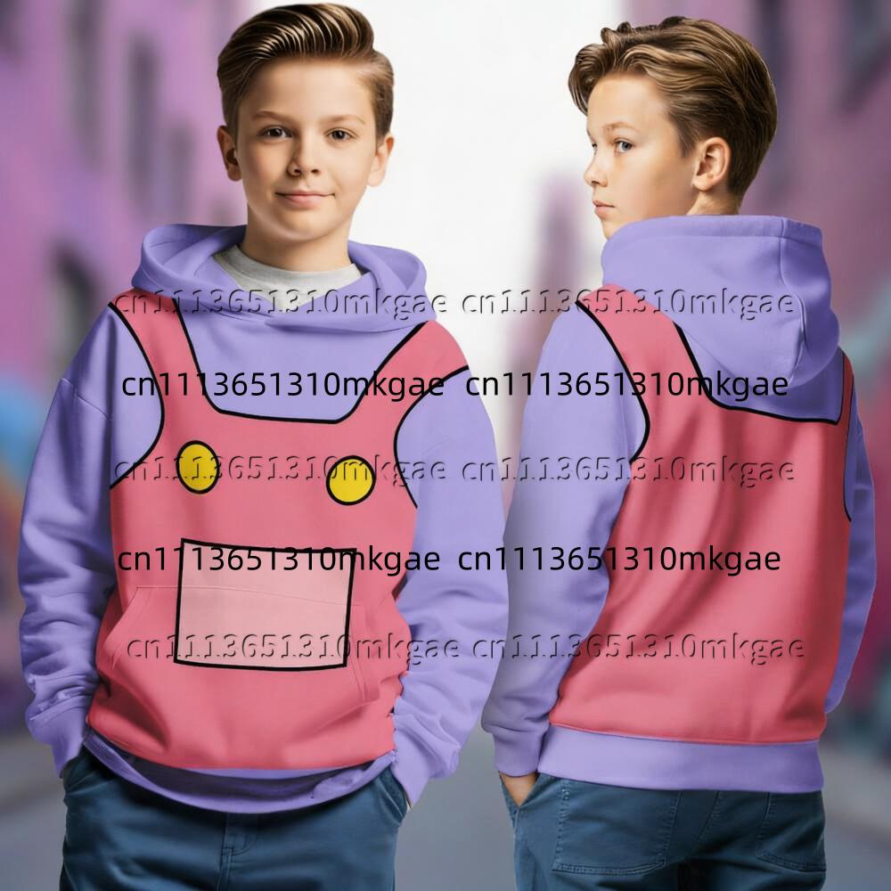 Kids Cartoon Costume Hoodie Girls Boys Cute Cartoon Jumpsuit Sweatshirt Long Sleeve Pullover Tops For Halloween Cosplay Party