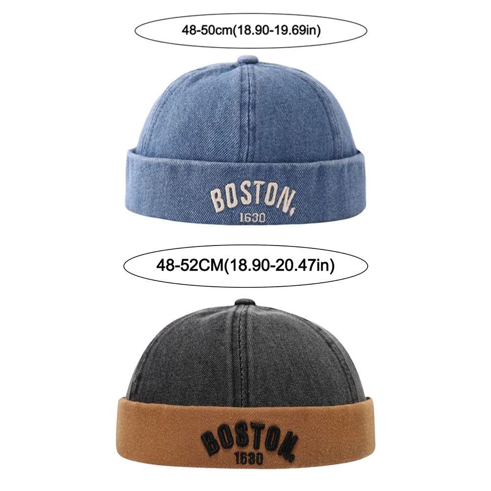 Letter Embroidered Baby Brimless Hat Adjustable Sun Protection Children Melon Beanie Cotton Denim Breathable Sun Cap Summer
